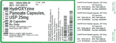 25mg 20ct (Label Hydroxyzine Pamoate Caps 25mg Bpi(10544 556 20) Watson(0591 0800 05) Rev1)
